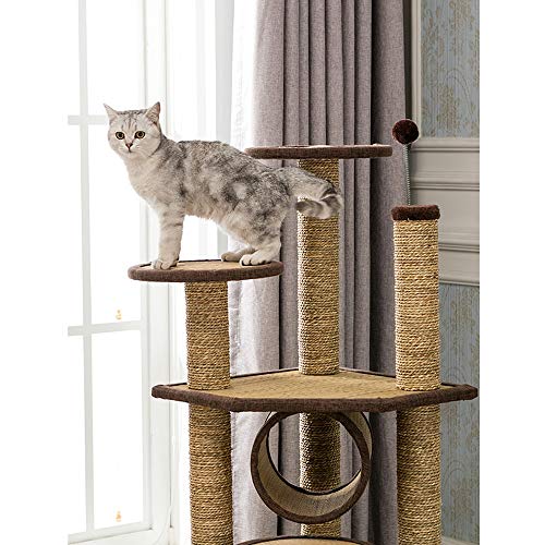 Feixunfan Árbol de Gato Cuatro Estaciones Gato Universal Columpio con Multi-Nivel de Arena for Gatos Mats Gato del Animal doméstico Árbol Gato del Gato Villa de árbol de la camada Árbol Grande del g