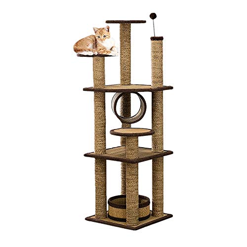 Feixunfan Árbol de Gato Cuatro Estaciones Gato Universal Columpio con Multi-Nivel de Arena for Gatos Mats Gato del Animal doméstico Árbol Gato del Gato Villa de árbol de la camada Árbol Grande del g