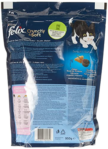 Felix Crunchy & Soft Pienso seco para Gatos (4 Paquetes de 950 g)