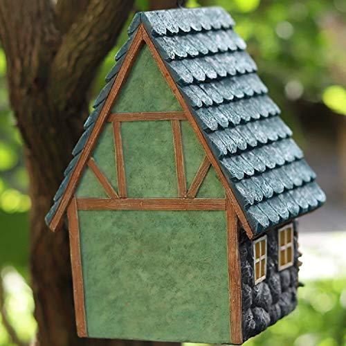 Fenteer Resina Pintada a Mano Colgante Colorido pajarera jardín Campo cabañas pájaro casa Exterior Patio Decorativo Nido para pájaros pequeños