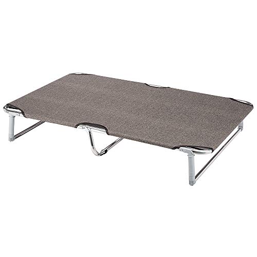 Feplast Cama elevada Plegable para Perros Dream 115, Sólida Estructura de Aluminio con elásticos Reforzados, Tela de Tejido, 119 x 79 x h 7 cm Tórtola, Negro