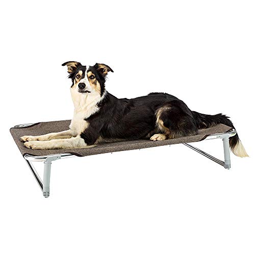 Feplast Cama elevada Plegable para Perros Dream 80, Cama elevada con una sólida Estructura de Aluminio con elásticos Reforzados, Tela de Tejido, 84 x 54 x h 7 cm Tórtola, Negro (70508989)