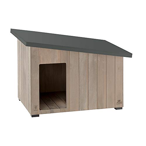 Ferplast 87027300 Exteriores, Caseta para Perros Argo 80 de Madera FSC con Pintura no Tóxica, Resistente a los Rayos U.V, Plástico