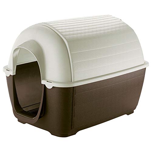 Ferplast Caseta de Exterior para Perros Kenny 07, Resina termoplástica Resistente a los Golpes y a los Rayos UV, Sistema de Drenaje de líquidos, Rejilla de ventilación, 80 x 111,6 x h 80 cm