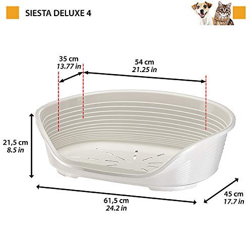 Ferplast Kennel for Dogs and Cats Cama De Plástico para Perros Y Gatos Siesta Deluxe 4 Gris, 61.5 X 45 X H 21.5 cm