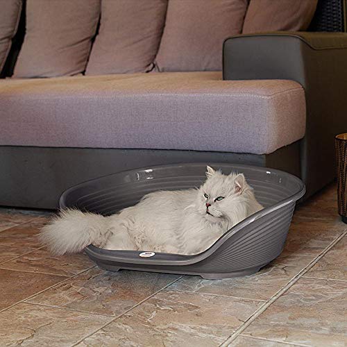 Ferplast Kennel for Dogs and Cats Cama De Plástico para Perros Y Gatos Siesta Deluxe 4 Gris, 61.5 X 45 X H 21.5 cm