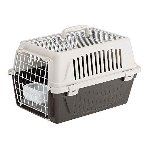 Ferplast Transportín para Perros Pequeños y Gatos hasta 5 Kg Atlas 10 Open, Almohada y Cuenco Incluidos, Techo Aprible