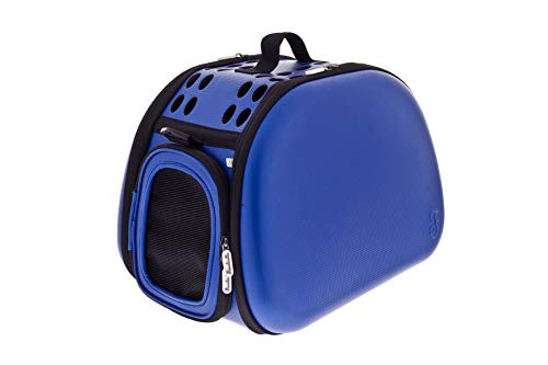 Ferribiella Eva Easy - Transportín para perros y gatos, azul y rojo, bolsa de viaje para perros y gatos, bolsa de transporte para mascotas, 43 x 31 x 28 cm (azul)