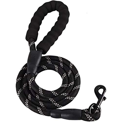 FhodigogoZD Correa para Perro (Negro) 1,5 m Correa de Perro Fuerte con Mango Acolchado cómodo y roscas Altamente Reflectantes parapara Perros Grandes o Medianos Adecuado