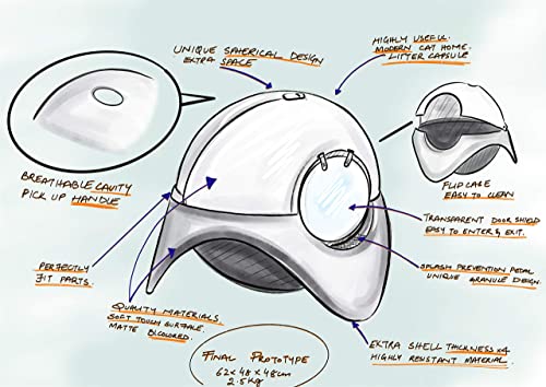 Fidofox Space Capsule Arenero Gatos. Caja Aseo Gatos Grande. Diseño Exclusivo y vanguardista. Tamaño XL 62x48x48