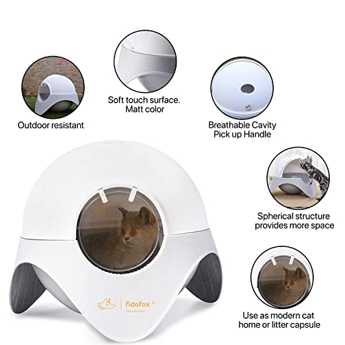 Fidofox Space Capsule Arenero Gatos. Caja Aseo Gatos Grande. Diseño Exclusivo y vanguardista. Tamaño XL 62x48x48