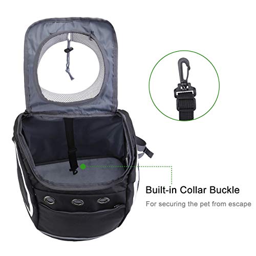 Filhome Mochila con tirantes para perros pequeños y gatos (12 lbs máx.) con apertura frontal y ventana de malla (negro)