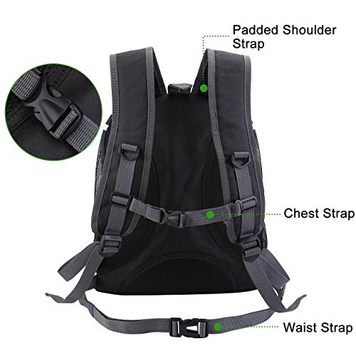 Filhome Mochila con tirantes para perros pequeños y gatos (12 lbs máx.) con apertura frontal y ventana de malla (negro)