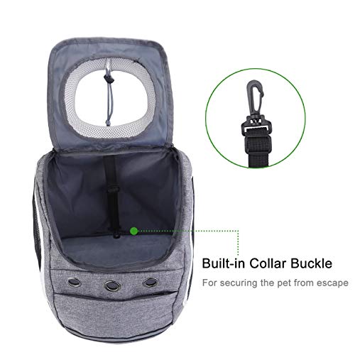 Filhome Mochila para perros y gatos para gatos y perros cachorros, transpirable, con ventana de malla y apertura frontal hasta 6 kg (gris)