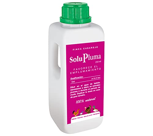 FINCA CASAREJO SoluPluma 250 ml (Ref. FCSPL) - Vitaminas para la muda de Las Plumas - Favorece el emplumamiento de gallinas, Palomas, palmípedas