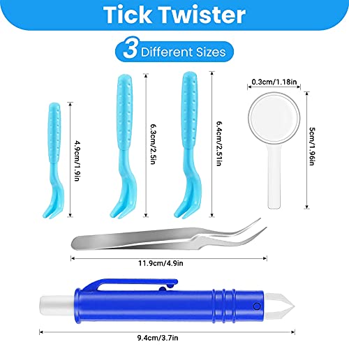 FINEVERNEK 6 Piezas Garrapatas Herramienta, Lupa, Gancho para garrapatas, Pinzas para garrapatas, Pinzas para garrapatas para Perro/Gato