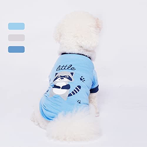 Fisheraw Camiseta Blanda con Estampado de Dibujos Animados de Racoon para Perros y Gatos para Mascotas de Verano Azul Marino Metro