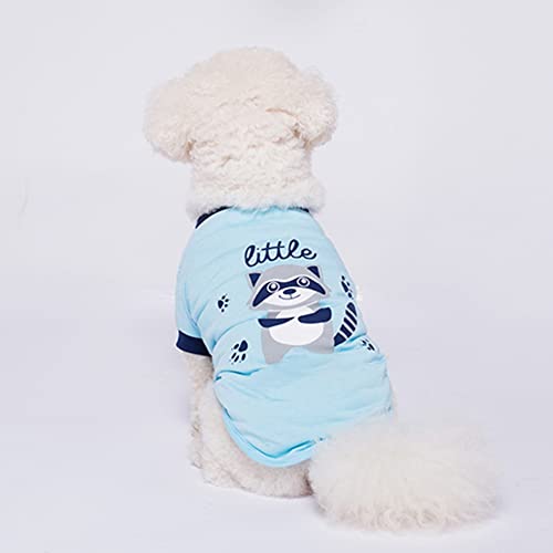 Fisheraw Camiseta Blanda con Estampado de Dibujos Animados de Racoon para Perros y Gatos para Mascotas de Verano Azul Marino Metro