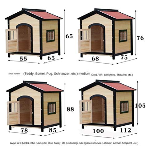 Flashing Casa para Perros De Madera Maciza De Tamaño Pequeño Y Mediano para Exteriores, A Prueba De Lluvia E Impermeable, Jaula De Madera para Perros, Casa para Perros, Casa para Perros