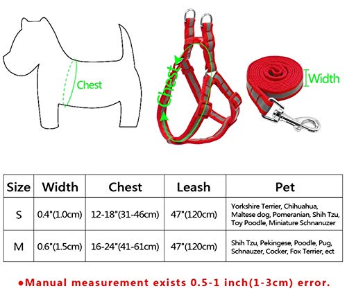 Flashing Juego De Arnés Y Correa para Perros Pequeños, Chaleco Y Correas Reflectantes para Perros, Arnés para Cachorros, para Bulldog, Chihuahua, Yorkshire (Color : Pink, Size : Small)