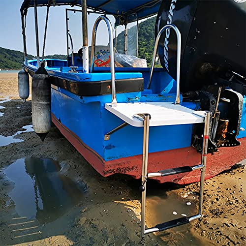 FLBTY Escalera Telescópica Plegable De 3 Escalones para La Cubierta del Escalera De Acero Inoxidable para Pontón, Yate, Muelle, Piscina, Lancha a Motor, Escalera Telescópica De Acero