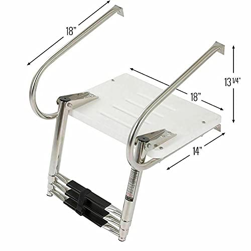 FLBTY Escalera Telescópica Plegable De 3 Escalones para La Cubierta del Escalera De Acero Inoxidable para Pontón, Yate, Muelle, Piscina, Lancha a Motor, Escalera Telescópica De Acero