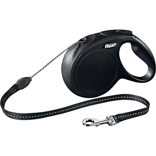 Flexi - Correa de cuerda New Classic para perros (Mediano- 5m) (Negro)