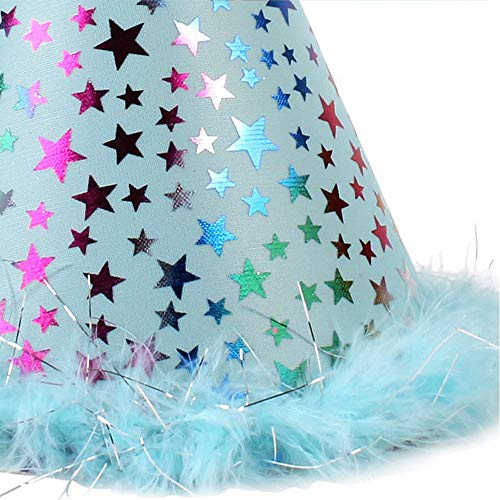 Fleymu Perros Pañuelo de Feliz con Sombrero Mascotas Poliéster Traje Cumpleaños Regalo Gorro Gatos Set Adorable Bufanda Triangular Conjunto para Fuentes la Fiesta Cumpleaños de los Cachorros (Azul)