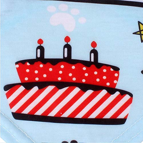 Fleymu Perros Pañuelo de Feliz con Sombrero Mascotas Poliéster Traje Cumpleaños Regalo Gorro Gatos Set Adorable Bufanda Triangular Conjunto para Fuentes la Fiesta Cumpleaños de los Cachorros (Azul)