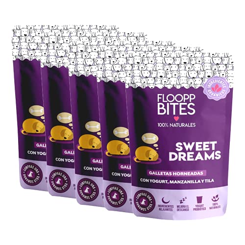 FlooppBITES Chuches para perros - Snacks para perro - Galletas perro 100% Naturales - Premios y golosinas - Alimento complementario perros - Sweet Dreams x 5 Pack (Total 500gr.)