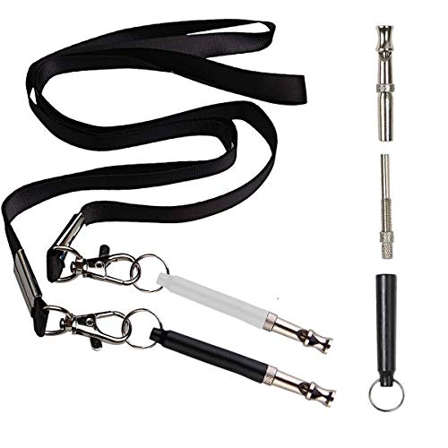 Fodlon Silbatos Profesional para Perros, 3 Piezas Ultrasonidos Silbato de Entrenamiento de Perro, Frecuencias Ajustables Silbato de Entrenamiento de Perros con Acollador