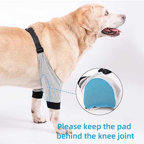 Foern Protector de Codo para Perros con Almohadilla, Manga de la Pata Delantera para Perros para Dejar de Lamer, Abrazadera de Soporte de Hombro para Perros Transpirable,Gray,L