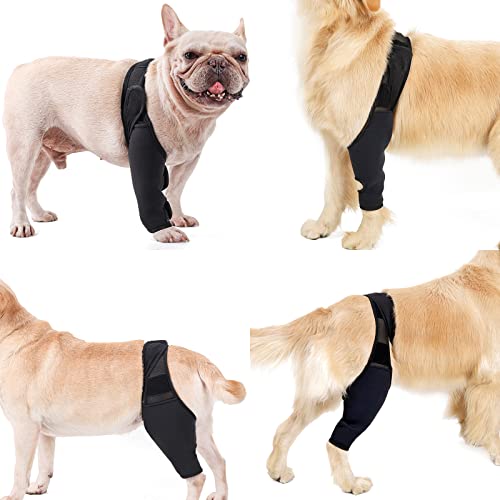 Foern Soporte para Piernas para Perros, Rodilleras Ajustables para Perros para Lesiones en el Codo Protector, Cubierta Protectora para Las Piernas Delanteras y Traseras,Black,M