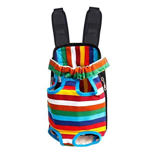 FONLAM Bolso Frontal Perro Gato Mochila Transportin Portátil Cachorro Mascota con Hombreras Tirantes Ajustables Entrepiernas de Malla (M(2.5-3.5KG), Multicolor)