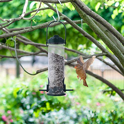 FORMIZON Comedero for Semillas Colgante, Comedero para Pájaros, Comedero Transparente Pajaro con 2 Postes de Alimentación, Pájaros Colgante Comedero para Jardín Al Aire Libre Patio Patio