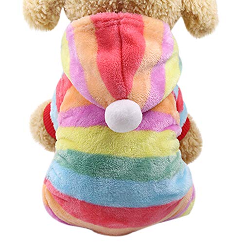 Fossrn Ropa Perro Pequeño Invierno Franela Sudadera con Capucha Colorido de Arcoiris Lunar Abrigo Jersey para Mascota Chihuahua Yorkshire Cachorro