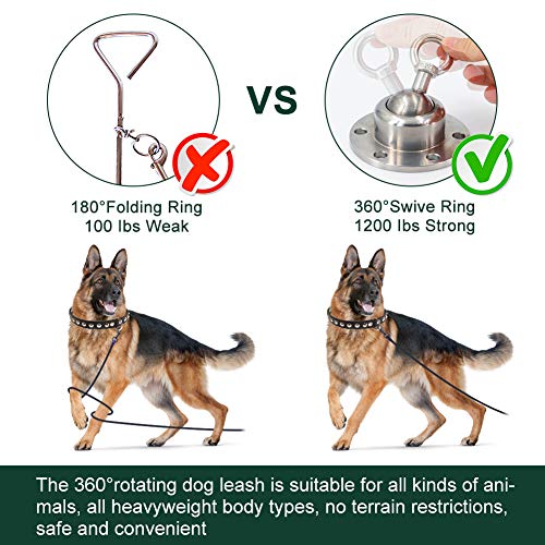 Fovern1 - Anclaje giratorio de 360 ° para perro, resistente a la corrosión, ancla para perro con capacidad para 16 libras de fuerza de tracción para patio, camping al aire libre (plateado)