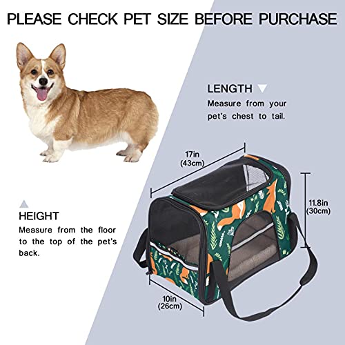 Foxes Animal Green Soft Sided Cat Dog Carrier con doble cremallera de seguridad para traje de mascota para senderismo, viajes, uso al aire libre