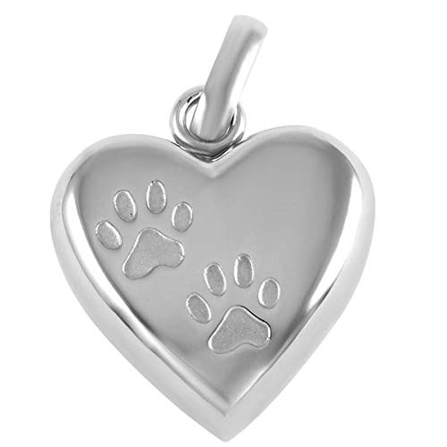 FRDXDAF Urnas para Cenizas para Adultos Impresión De Pata De Acero Inoxidable En Mi Corazón Urna para Mascotas Colgante Recuerdo Memorial Collar Cremación Joyería