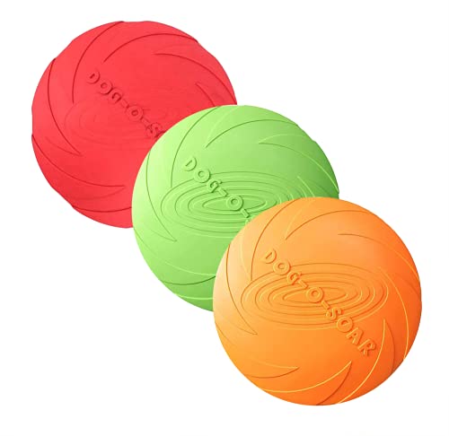 Frisbees de 3 piezas para perros, platillo volador para mascotas, disco volador de goma, 7 pulgadas / 18 cm, perfecto para lanzar perros, entrenar, jugar y atrapar