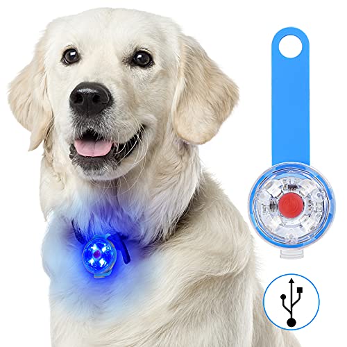 Fttouuy Luz intermitente LED de seguridad para perros y gatos, LED colgante USB recargable para perro, 3 modos intermitentes, luces de seguridad impermeables para mascotas