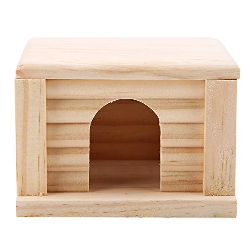 Fudax Casa de Hámster Plana, Buen Efecto de Aislamiento Térmico, Casa de Madera, Techo de Madera Superior Extraíble, Centro de Mascotas Tienda de Mascotas para el Hogar de Hámsteres