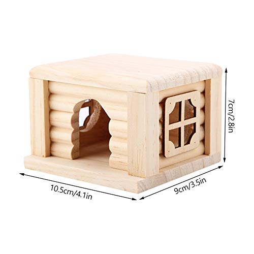 Fudax Casa de Hámster Plana, Buen Efecto de Aislamiento Térmico, Casa de Madera, Techo de Madera Superior Extraíble, Centro de Mascotas Tienda de Mascotas para el Hogar de Hámsteres