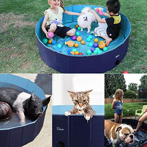 Fuloon Piscina Perros, Piscina para Niños, Gatos Bañera Plegable para Mascotas, Piscina de Baño PVC Antideslizante y Resistente al Desgaste, Adecuado para Niños/Mascotas Interior Exterior al Aire