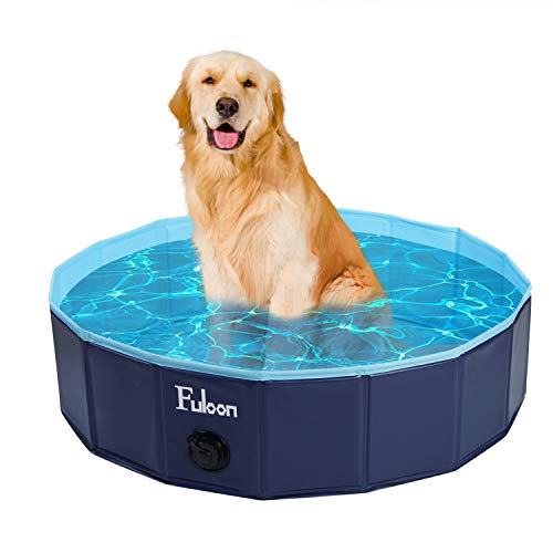 Fuloon Piscina Perros, Piscina para Niños, Gatos Bañera Plegable para Mascotas, Piscina de Baño PVC Antideslizante y Resistente al Desgaste, Adecuado para Niños/Mascotas Interior Exterior al Aire