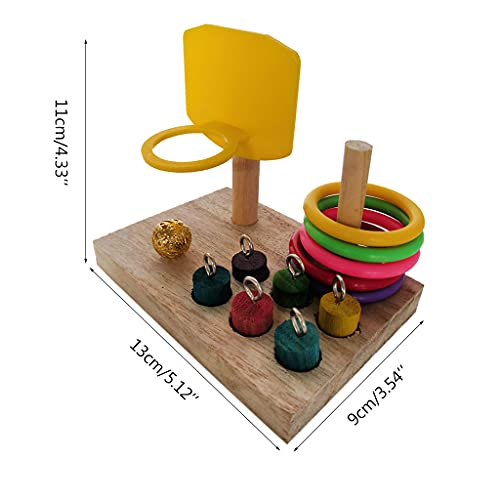 FUNCOCO Loros Puzzles, Pájaro Mesa de Entrenamiento Juguetes Set Incluye Bloques de Madera Puzzle Baloncesto Lanzamiento Apilamiento Anillos Colorido Zona de Juegos