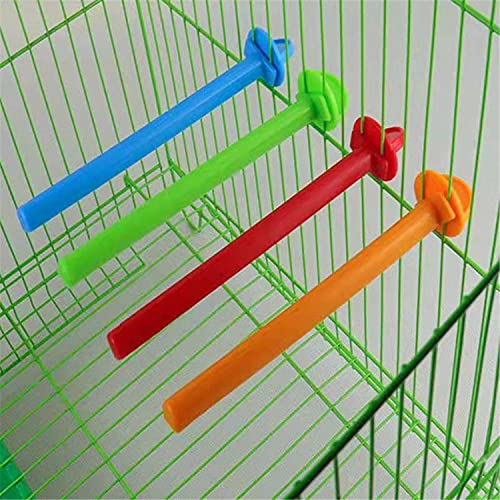 FUNCOCO Perca de loro, soporte de plástico para pájaros, 5 piezas, color brillante, herramienta de entrenamiento, juguete de molienda de patas, accesorios de jaula de pájaros, color aleatorio