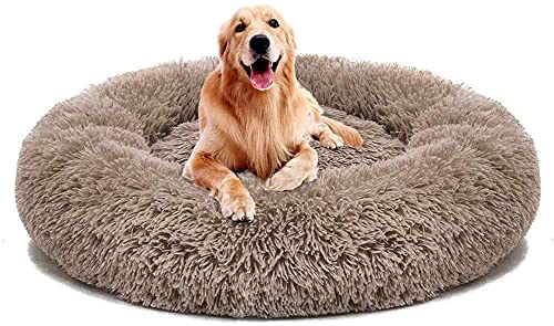 Funda de Cama para Perro Suave Extraíble, Cojín para Perro de Piel Artificial Gigante, Almohada para Sofá Cama para Mascotas,Brown-XXL