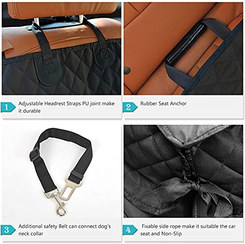 Funda para asiento trasero de coche para perros, Funda para asiento de coche para mascotas para perros Asiento trasero antideslizante Protector de asiento de coche para mascotas Impermeable con cint