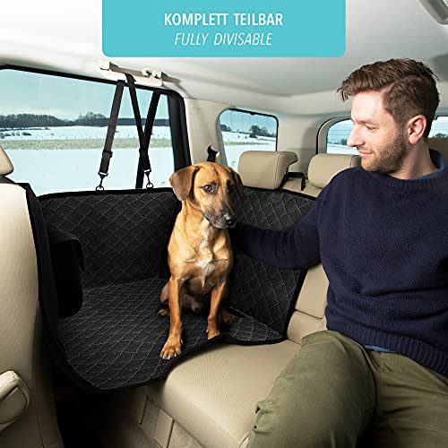 Funda para Perros para Asiento trasero de Coche + Protección lateral, Bolsa de transporte – Cubierta para Perros separable impermeable lavable | Alfombrilla suave antideslizante + Abertura de Cinturón